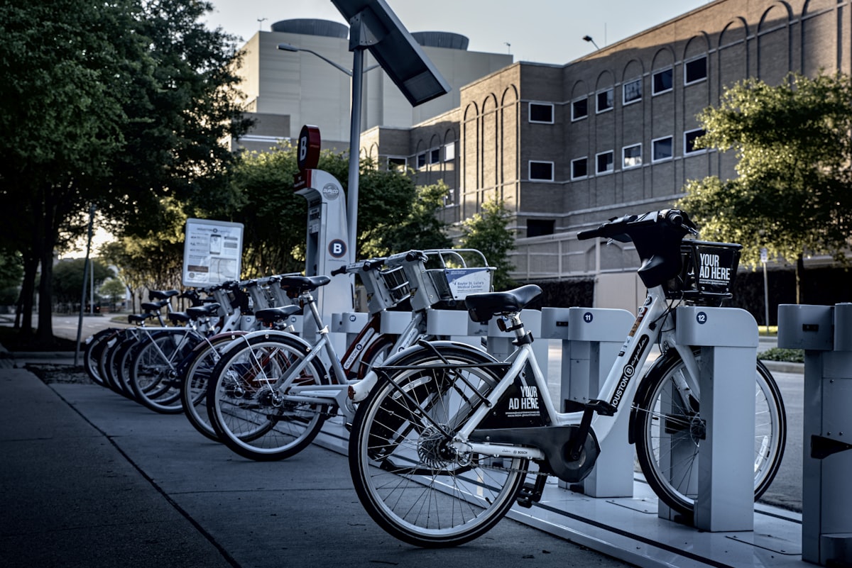 Electric bicycle parked on a sidewalk