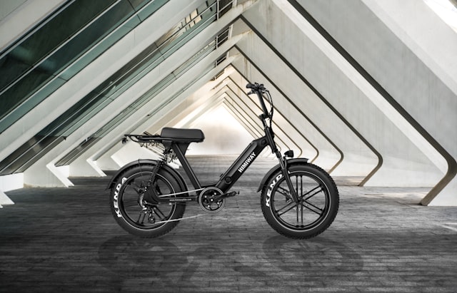 Electric bicycle on a concrete floor